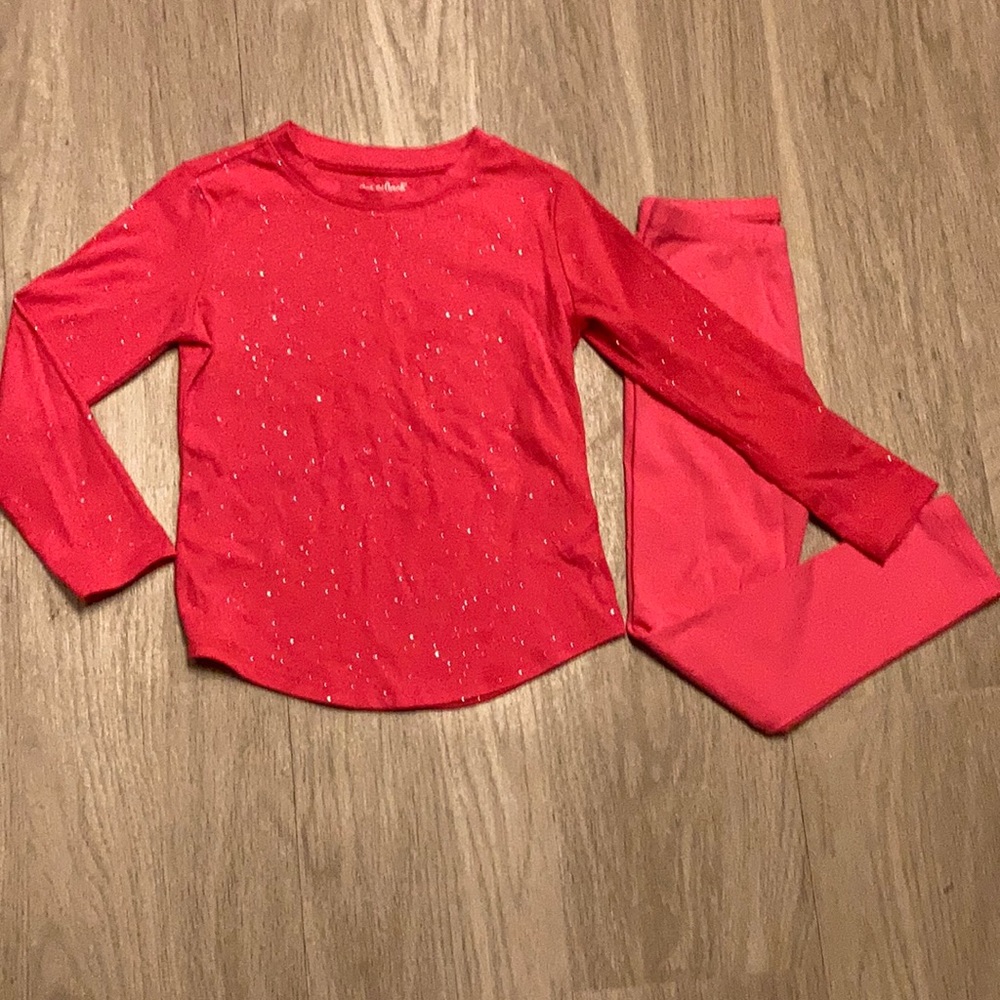 Pink Leggings with a Pink Glitter top